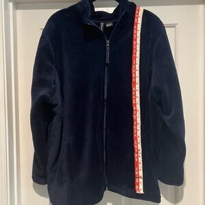 Woman Within Cozy Soft zip up Navy Teddy Jacket